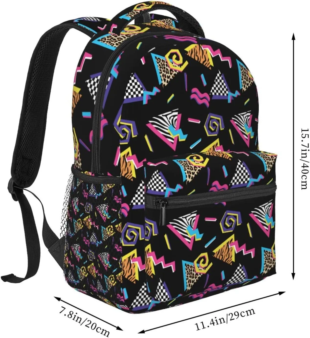 Funny 80S 90S Pattern Backpack Casual Hiking Camping Travel Backpacks Lightweight Daypack Bag Women Men Bookbag