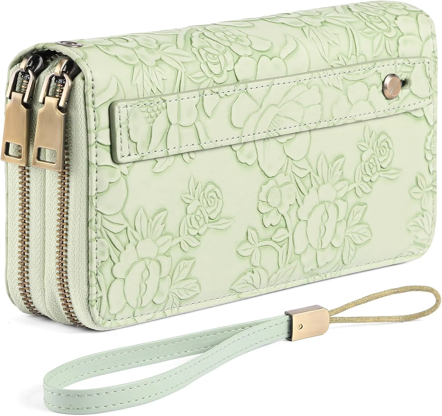GAEKEAO Wallet for Women Clutch RFID Blocking Wristlet Leather Purse Large Capacity Credit Card Holder with Grip Hand Strap
