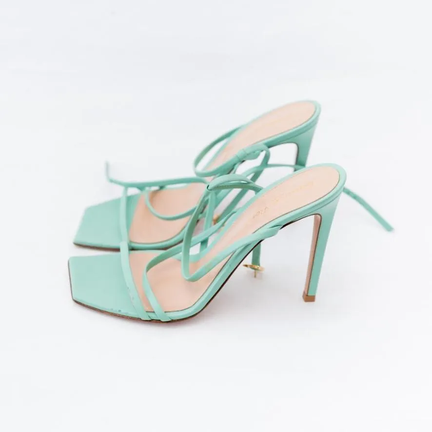 Gianvito Rossi Light Blue Strappy Square Toe Sandals, 39.5