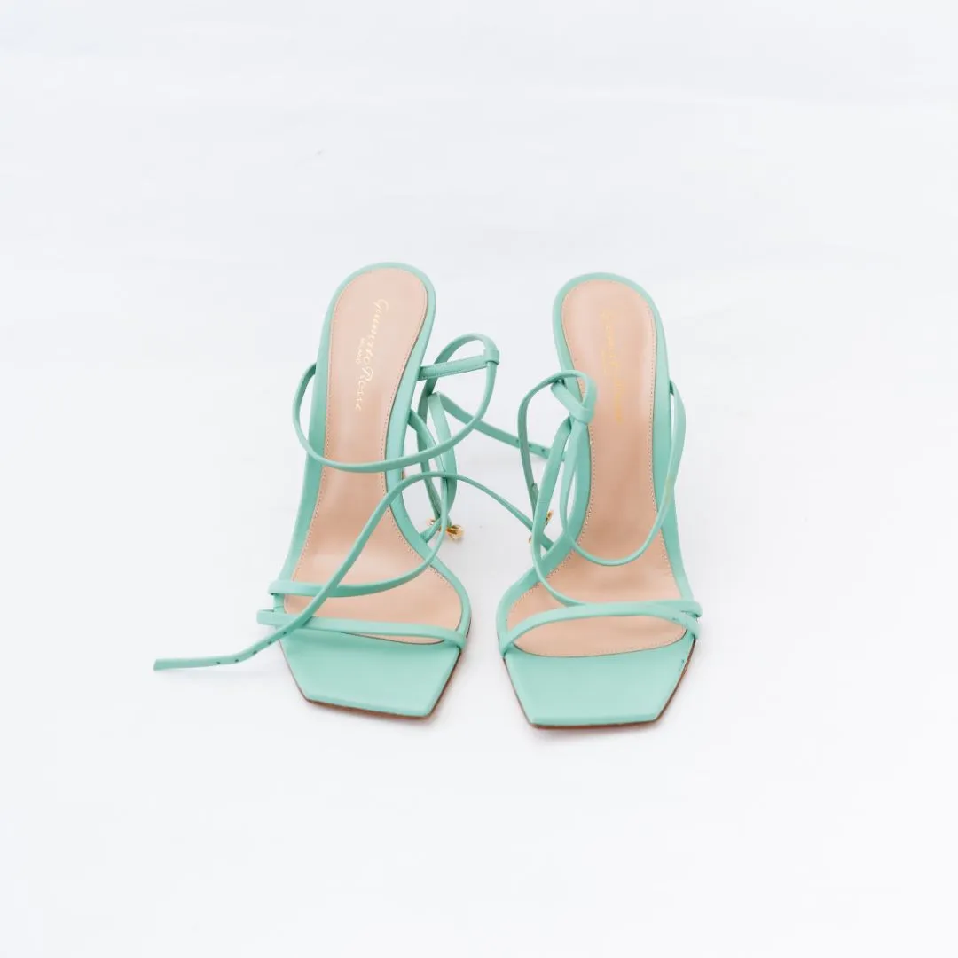 Gianvito Rossi Light Blue Strappy Square Toe Sandals, 39.5