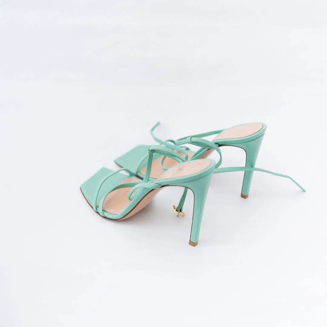 Gianvito Rossi Light Blue Strappy Square Toe Sandals, 39.5