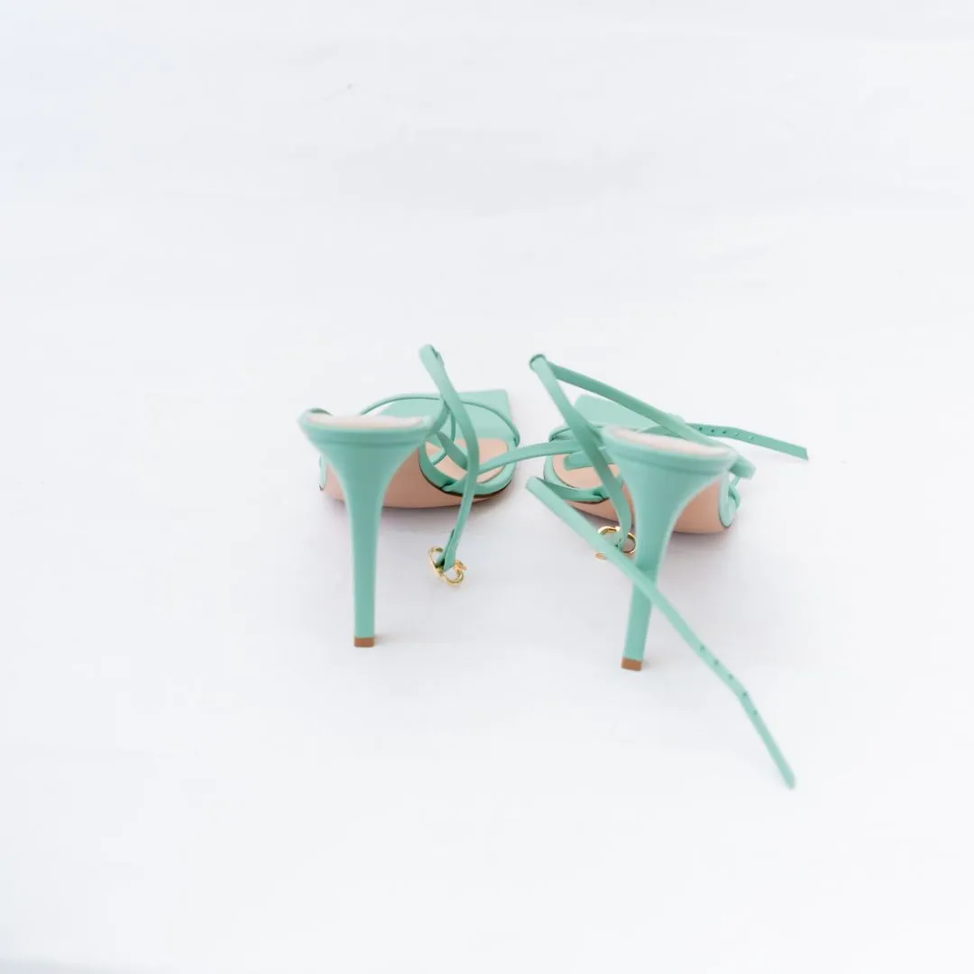 Gianvito Rossi Light Blue Strappy Square Toe Sandals, 39.5