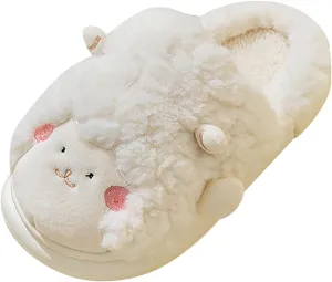 Girls Boys Cow Slippers for Toddler Kids, Cute Fuzzy Cartoon Animal Slippers, Boys Fluffy House Bedroom Shoes