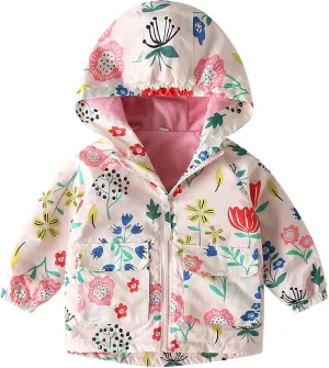 Happy Cherry Kids Boys Girls Fleece Lined Windbreaker Jacket Fashion Prints Hoodie for Fall Winter