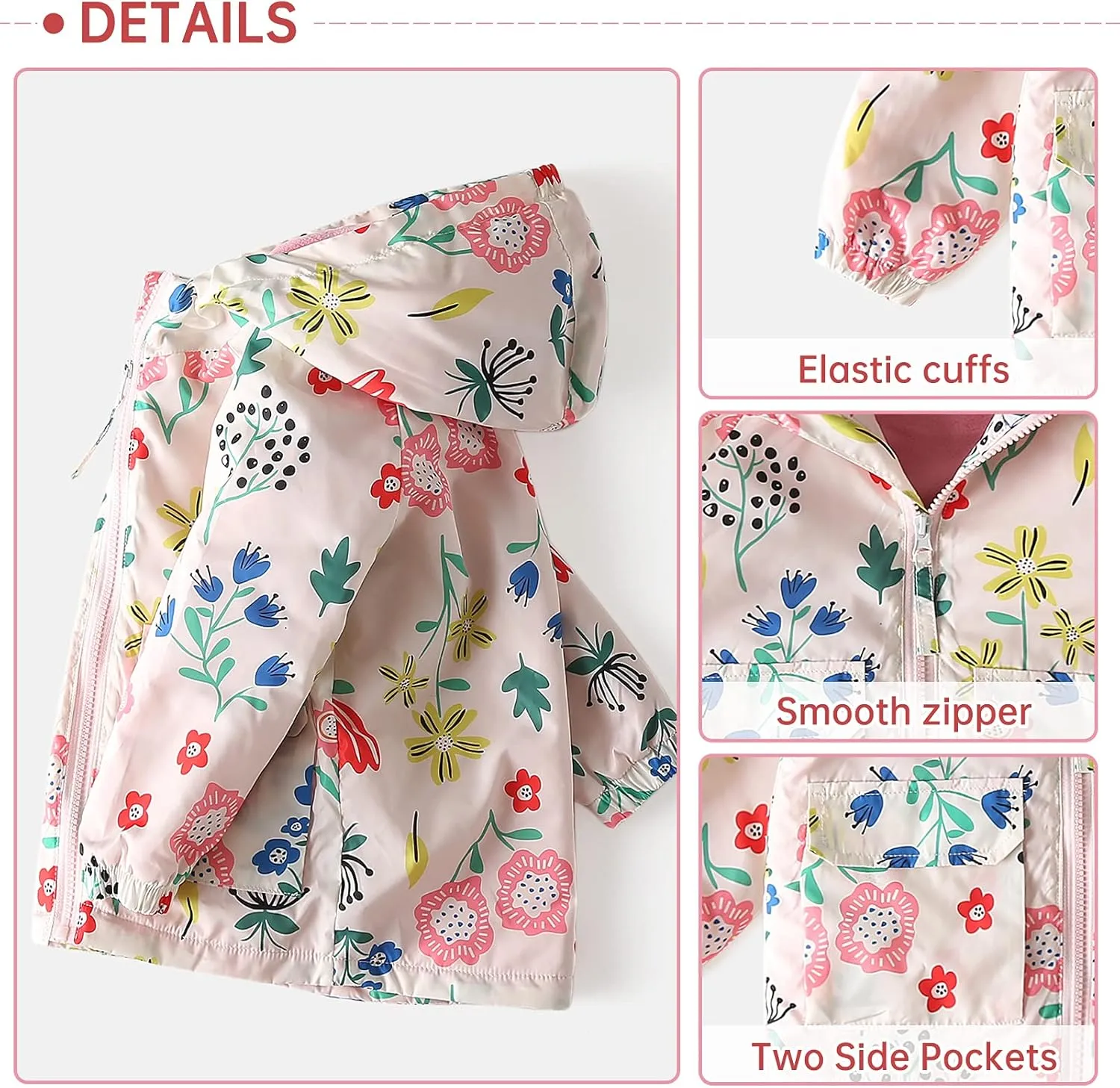 Happy Cherry Kids Boys Girls Fleece Lined Windbreaker Jacket Fashion Prints Hoodie for Fall Winter