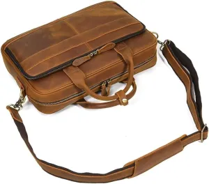 HBJWOV Tote Briefcase Leather Men's Vintage Commuter Baottop Layer Cowhide 14 "computer Handbag Business Bag
