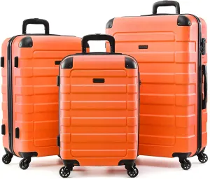 Hipack Hardside 3-Piece Spinner Luggage Set, Orange, One_Size