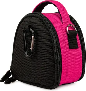 hot pink limited edition camera bag carrying case with extra accessory compartment for cyber shot point and shoot digital camera