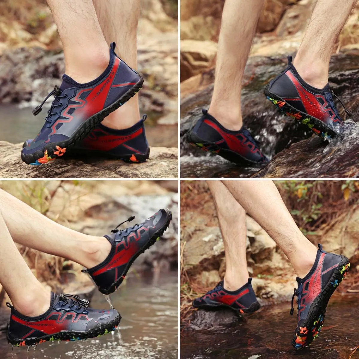 HYDLONGR Men's Women's Mesh Barefoot Aqua Socks Quick-Drying Amphibious Barefoot Sock Water Sneakers Shoes Beach Diving Surfing Shoes Yoga Shoes
