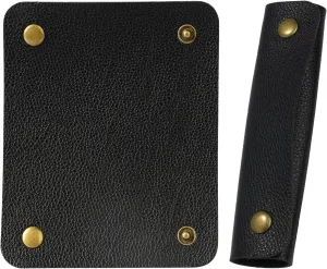 IUAQDP 2 Pieces Leather Luggage Bag Handle Wraps Handbag Handle Grip Protectors, Soft Purse Strap Cover Pad with Brass Clasps for Wallet Tote Bag Suitcase Travel Bag Shopping Bag, Black, 5.12 x 4.13IN