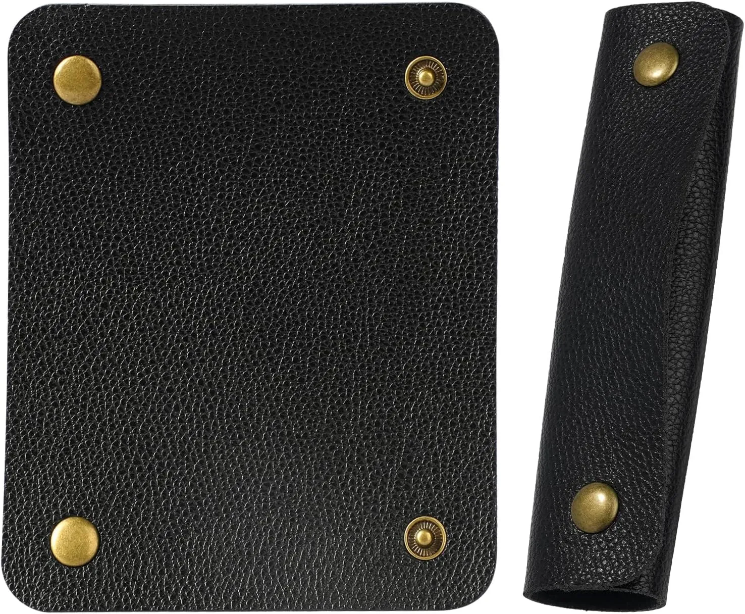 IUAQDP 2 Pieces Leather Luggage Bag Handle Wraps Handbag Handle Grip Protectors, Soft Purse Strap Cover Pad with Brass Clasps for Wallet Tote Bag Suitcase Travel Bag Shopping Bag, Black, 5.12 x 4.13IN