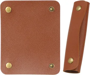 IUAQDP 2 Pieces Leather Luggage Bag Handle Wraps Handbag Handle Grip Protectors, Soft Purse Strap Cover Pad with Brass Clasps for Wallet Tote Bag Suitcase Travel Bag Shopping Bag, Brown, 5.12 x 4.13IN