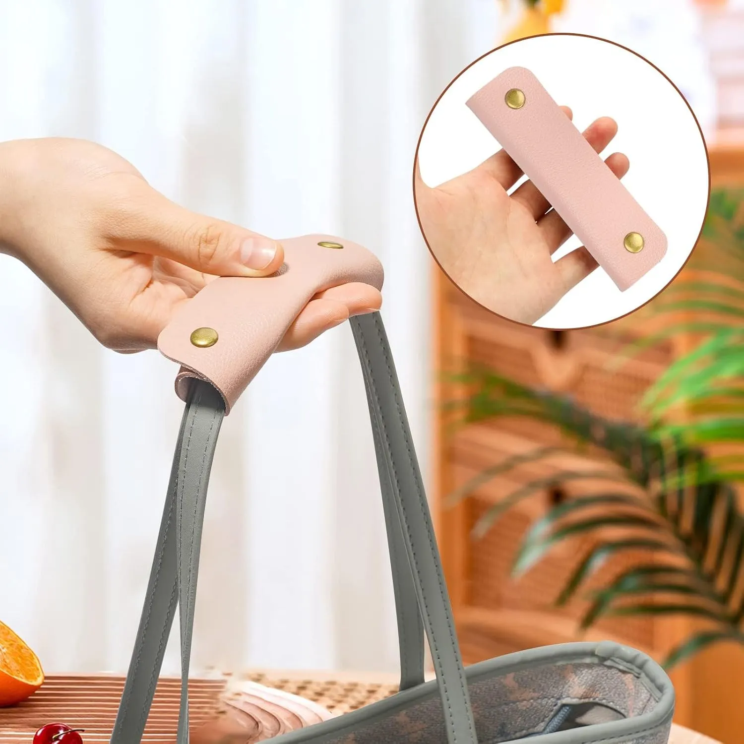 IUAQDP 2 Pieces Leather Luggage Bag Handle Wraps Handbag Handle Grip Protectors, Soft Purse Strap Cover Pad with Brass Clasps for Wallet Tote Bag Suitcase Travel Bag Shopping Bag, Brown, 5.12 x 4.13IN