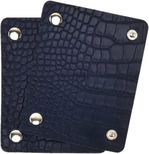 IUAQDP 2 Pieces Pu Leather Purse Strap Wrap Cover, Crocodile Pattern Handbag Handle Protector Sleeve, Retro Alligator Faux Leather Luggage Grip Identifier Tag for Wallet Clutch Shopping Bag, Blue