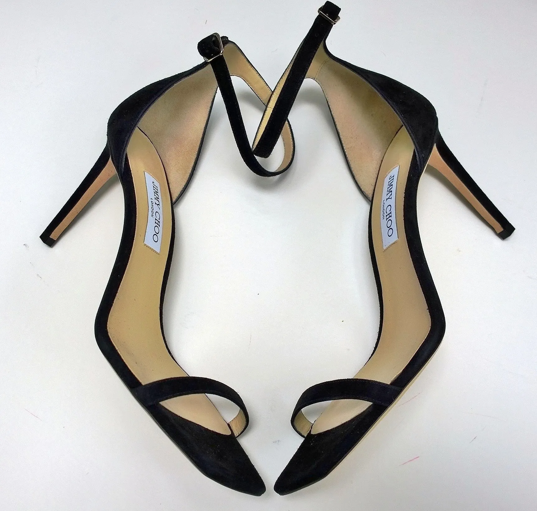 Jimmy Choo Alva 85 Black Suede Strappy Sandals Heels
