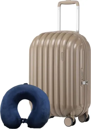 Joyway Luggage Set 2 Piece Suitcase Sets with Spinner Wheel,Hardside Travel Laggage with TSA Lock and Neck Cushion(Gold)