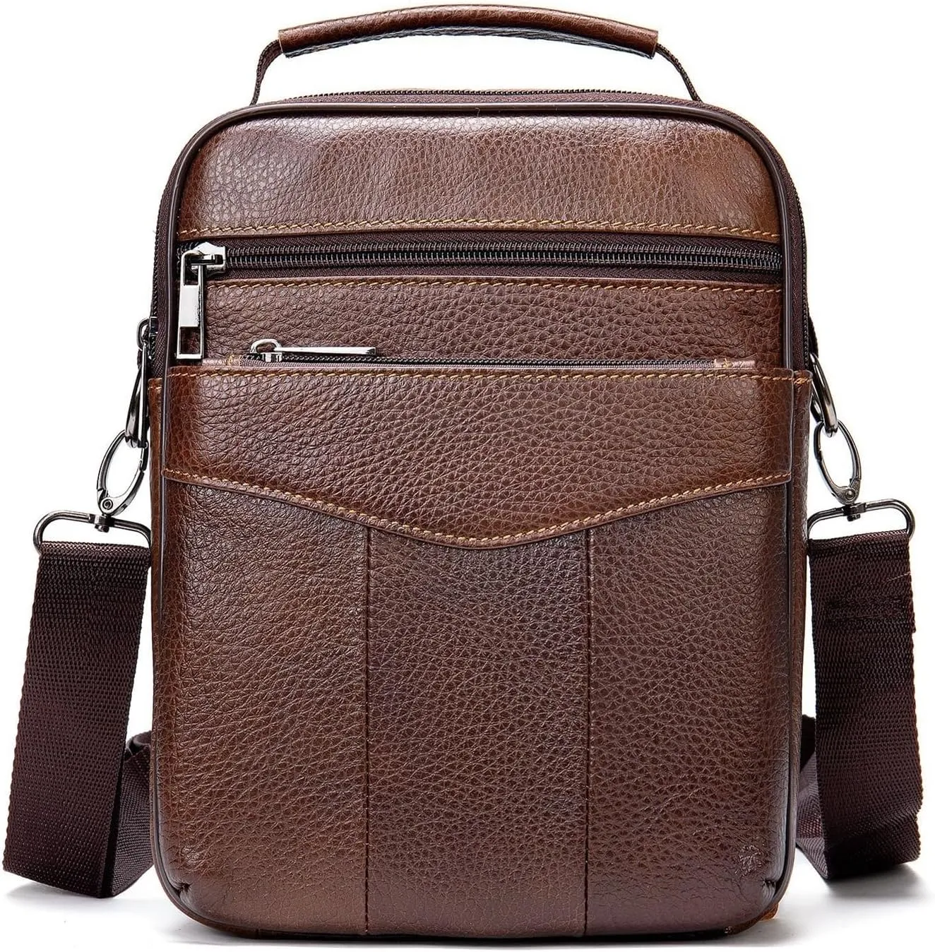 JSEIAJB Business Men's Shoulder Bag Top Layer Retro Tote Vertical Crossbody Bag