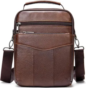 JSEIAJB Business Men's Shoulder Bag Top Layer Retro Tote Vertical Crossbody Bag