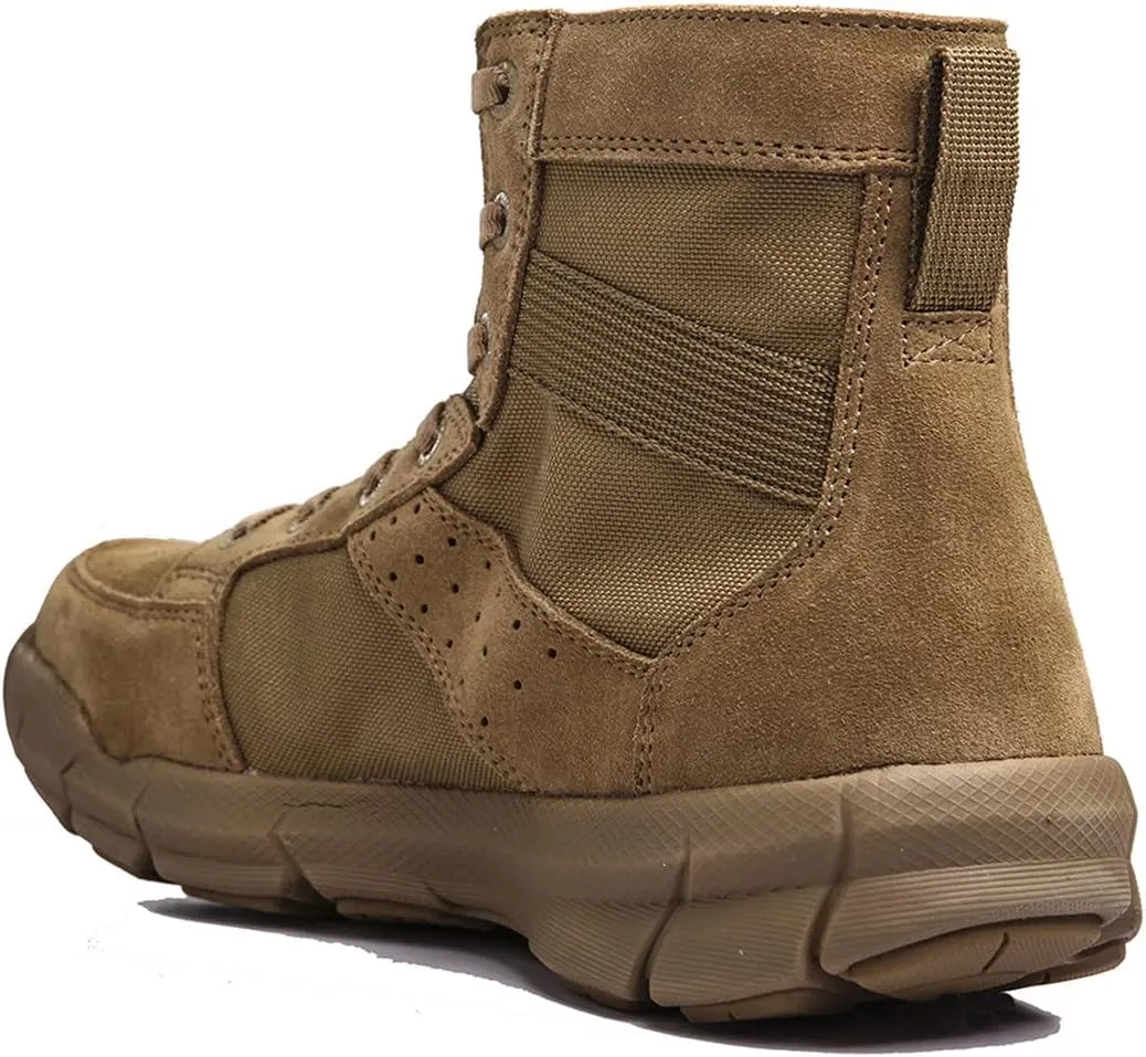 KEHAIOO Men Military Tactical Leather Work Boots, Nylon Waterproof Stab Resistant Sport Hiking Shoes