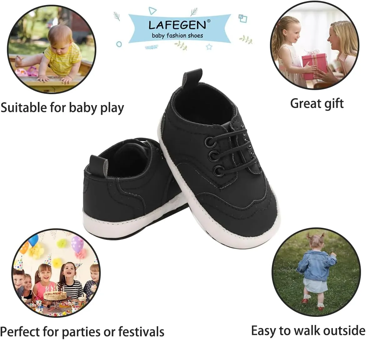 LAFEGEN Baby Boys Girls Classic PU Leather Loafers Soft Sole Oxford Dress Shoes First Walking Flat Moccasins Casual Sneaker