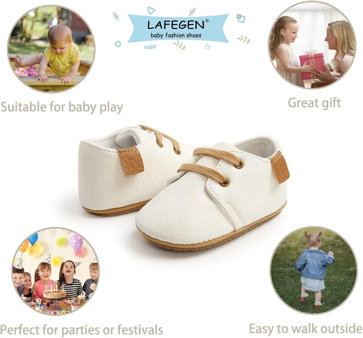 LAFEGEN Baby Boys Girls Classic PU Leather Loafers Soft Sole Oxford Dress Shoes First Walking Flat Moccasins Casual Sneaker