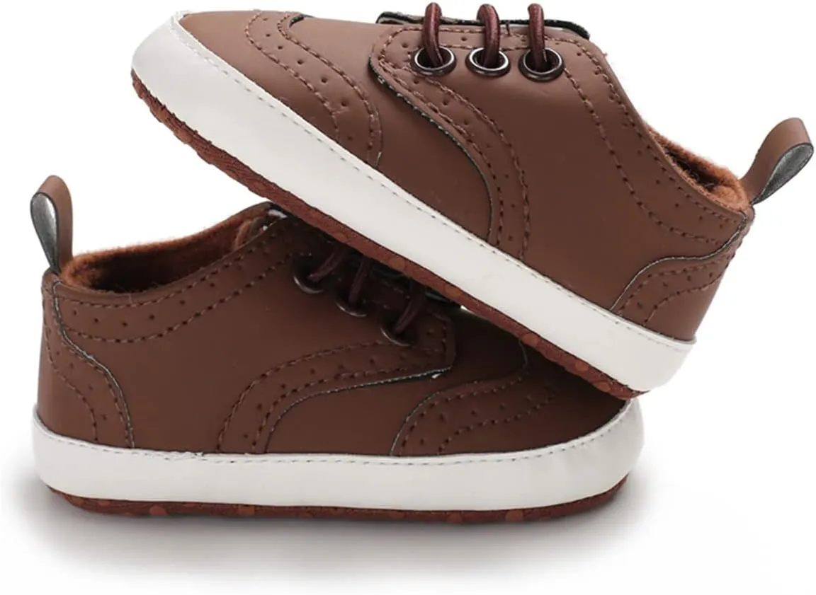 LAFEGEN Baby Boys Girls Classic PU Leather Loafers Soft Sole Oxford Dress Shoes First Walking Flat Moccasins Casual Sneaker