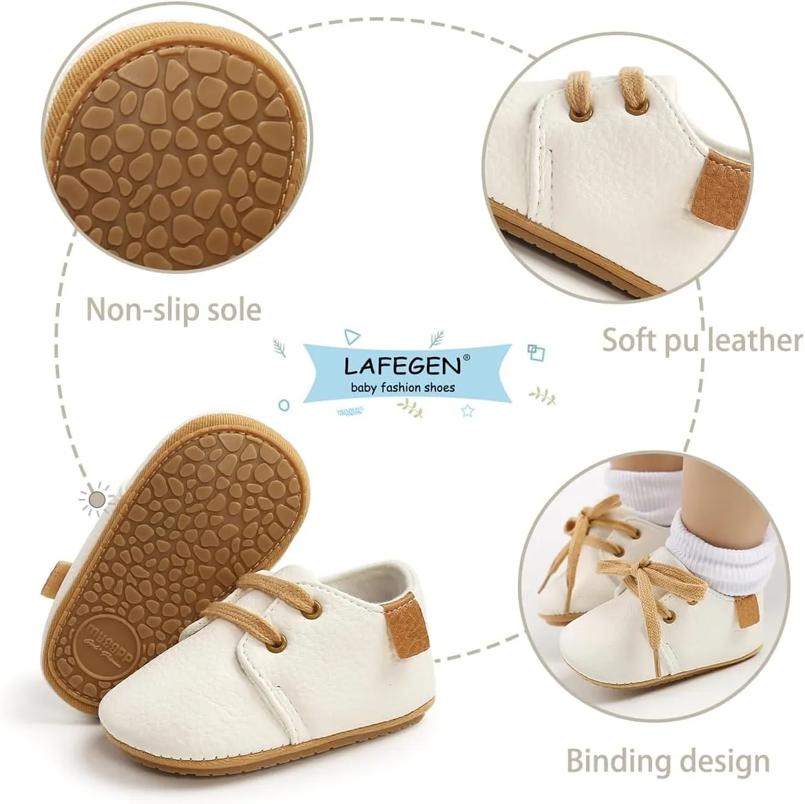 LAFEGEN Baby Boys Girls Classic PU Leather Loafers Soft Sole Oxford Dress Shoes First Walking Flat Moccasins Casual Sneaker