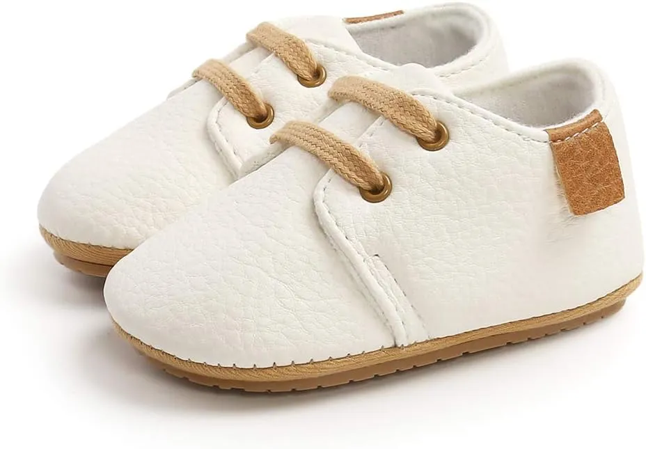LAFEGEN Baby Boys Girls Classic PU Leather Loafers Soft Sole Oxford Dress Shoes First Walking Flat Moccasins Casual Sneaker