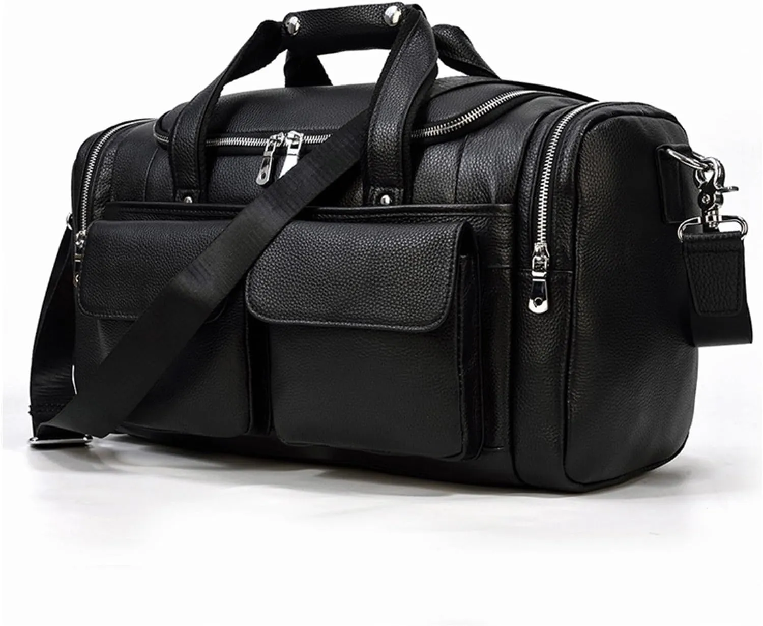 Leather Briefcase for Men Men's Travel Bag Leather Cylinder Tote Cowhide Fashion Gym Bag Shoulder Crossbody Bag