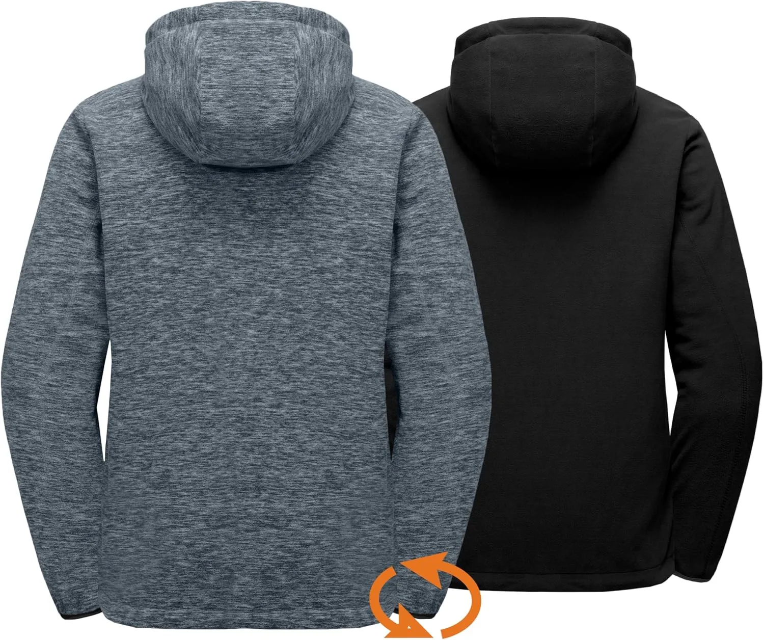 Little Donkey Andy Men's Lightweight Reversible Polar Fleece Jacket Full Zip Hoodie with Pockets Thermal Outdoor Coat