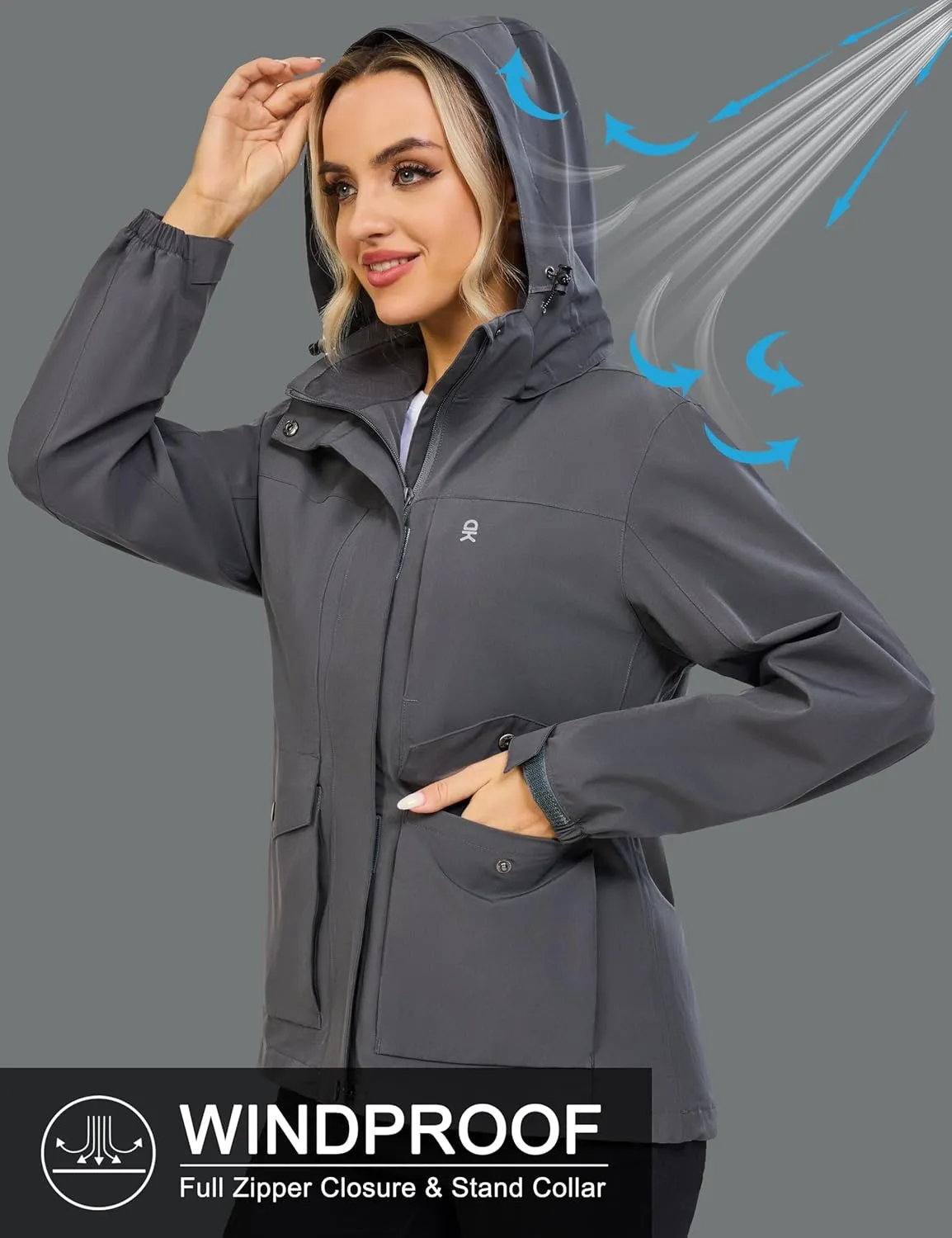 Little Donkey Andy Womens Waterproof Rain jacket with Hood Lightweight Windbreaker Raincoat Shell for Camping Hiking