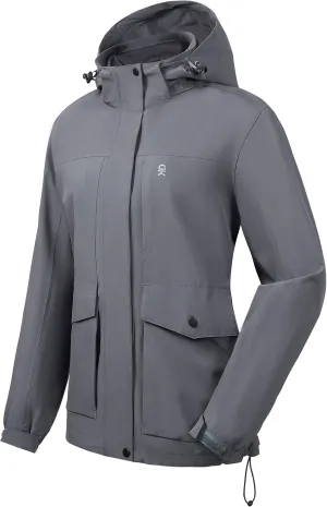 Little Donkey Andy Womens Waterproof Rain jacket with Hood Lightweight Windbreaker Raincoat Shell for Camping Hiking