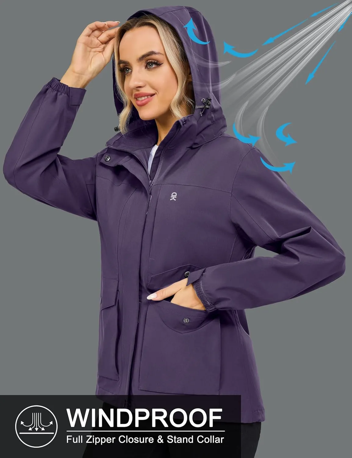 Little Donkey Andy Womens Waterproof Rain jacket with Hood Lightweight Windbreaker Raincoat Shell for Camping Hiking