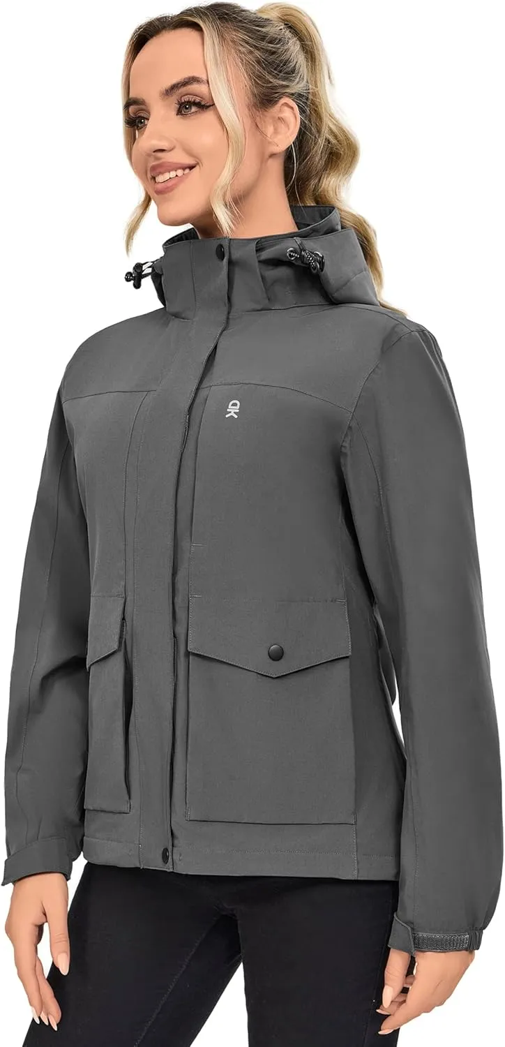 Little Donkey Andy Womens Waterproof Rain jacket with Hood Lightweight Windbreaker Raincoat Shell for Camping Hiking