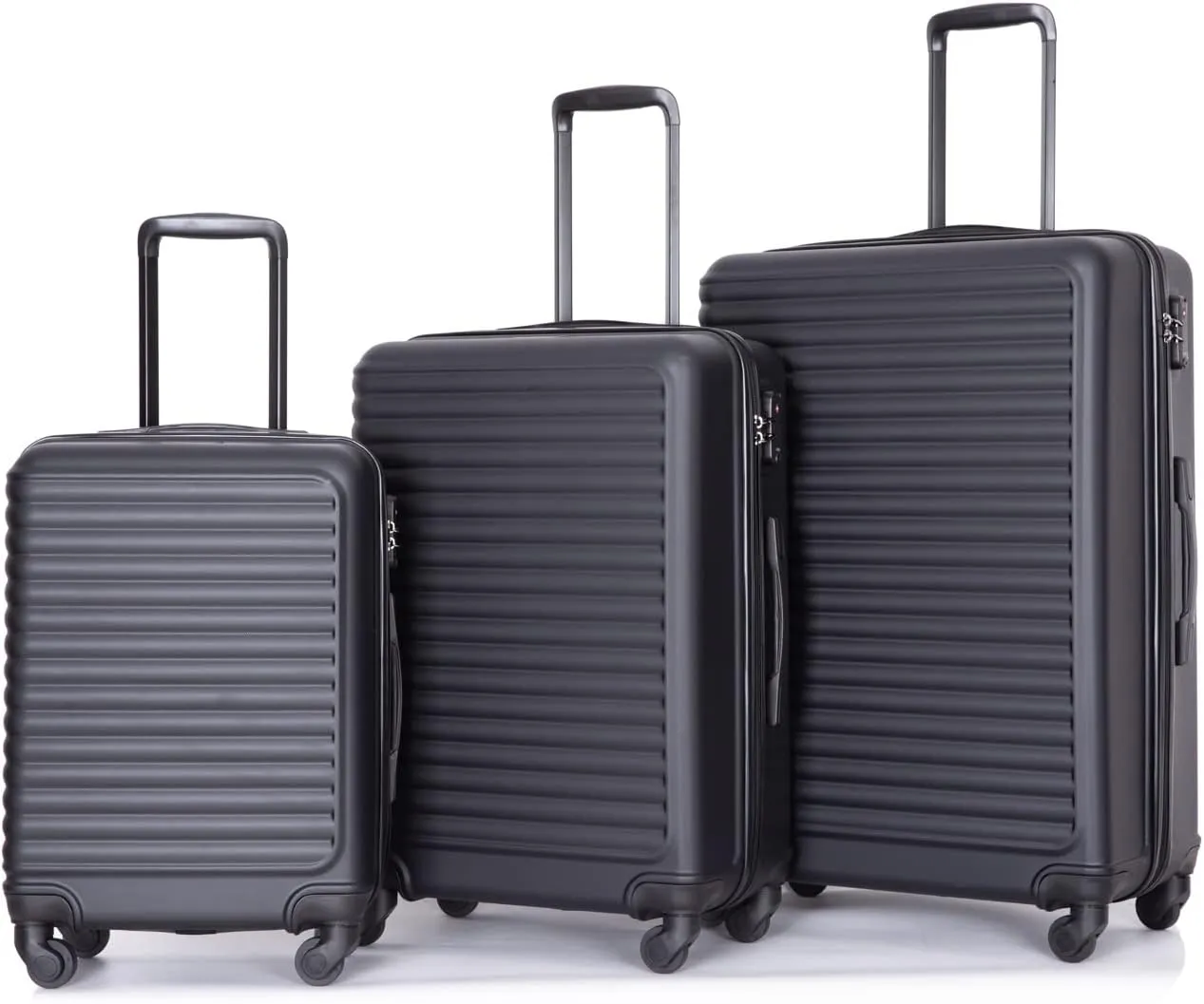 Luggage Sets 3 Piece Suitcase Set ABS Lightweight Carry On Luggage with Spinner Wheels, Hardside Suitcases Durable Luggage Hardside with Two Hooks & TSA Lock (20/24/28) Black