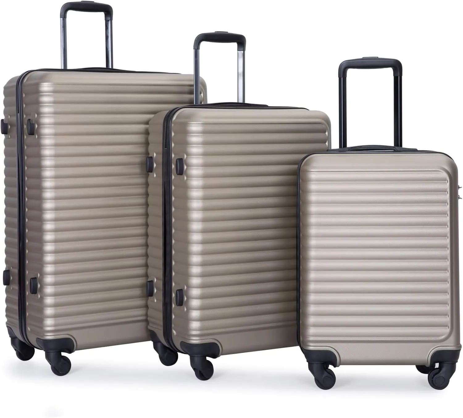 Luggage Sets 3 Piece Suitcase Set ABS Lightweight Carry On Luggage with Spinner Wheels, Hardside Suitcases Durable Luggage Hardside with Two Hooks & TSA Lock (20/24/28) Gold