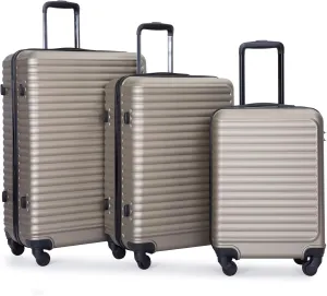 Luggage Sets 3 Piece Suitcase Set ABS Lightweight Carry On Luggage with Spinner Wheels, Hardside Suitcases Durable Luggage Hardside with Two Hooks & TSA Lock (20/24/28) Gold