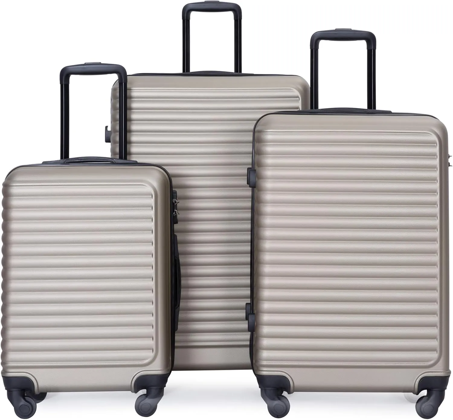 Luggage Sets 3 Piece Suitcase Set ABS Lightweight Carry On Luggage with Spinner Wheels, Hardside Suitcases Durable Luggage Hardside with Two Hooks & TSA Lock (20/24/28) Gold