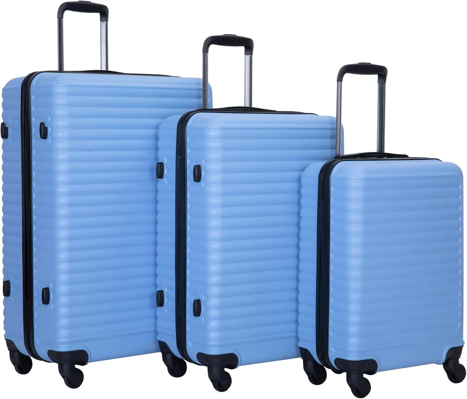 Luggage Sets 3 Piece Suitcase Set ABS Lightweight Carry On Luggage with Spinner Wheels, Hardside Suitcases Durable Luggage Hardside with Two Hooks & TSA Lock (20/24/28) Light Blue