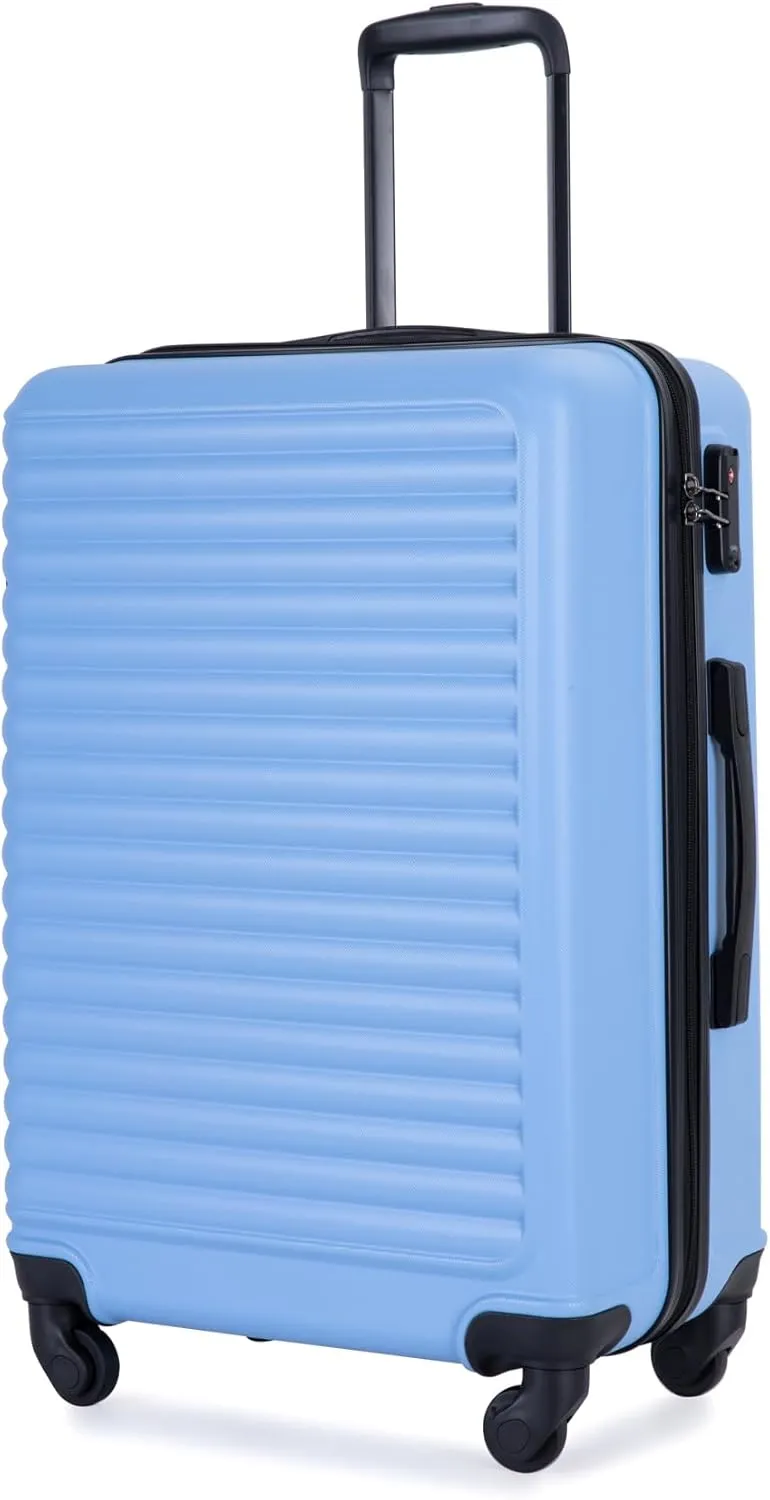 Luggage Sets 3 Piece Suitcase Set ABS Lightweight Carry On Luggage with Spinner Wheels, Hardside Suitcases Durable Luggage Hardside with Two Hooks & TSA Lock (20/24/28) Light Blue