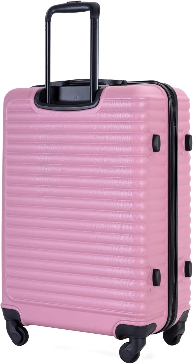 Luggage Sets 3 Piece Suitcase Set ABS Lightweight Carry On Luggage with Spinner Wheels, Hardside Suitcases Durable Luggage Hardside with Two Hooks & TSA Lock (20/24/28) Pink