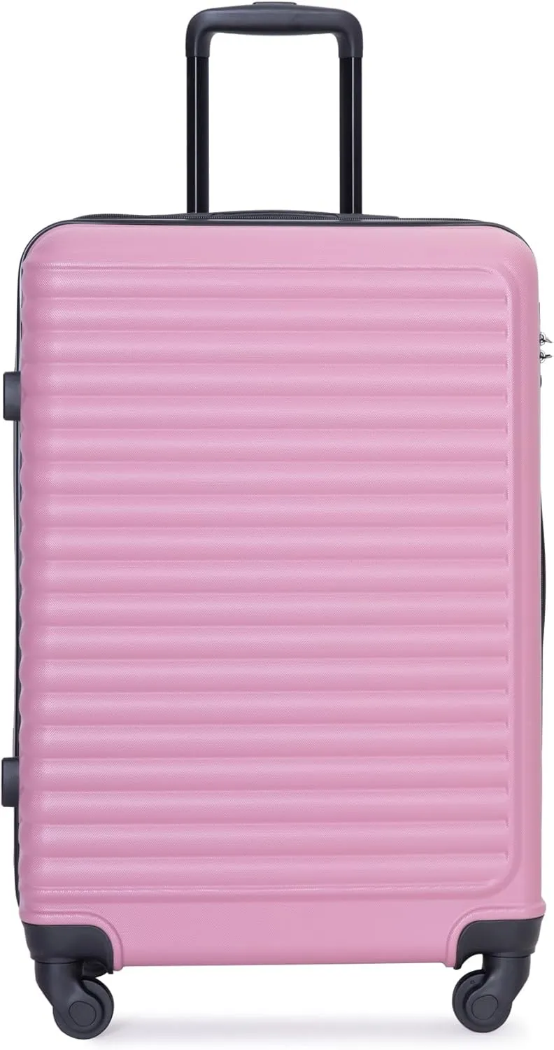 Luggage Sets 3 Piece Suitcase Set ABS Lightweight Carry On Luggage with Spinner Wheels, Hardside Suitcases Durable Luggage Hardside with Two Hooks & TSA Lock (20/24/28) Pink