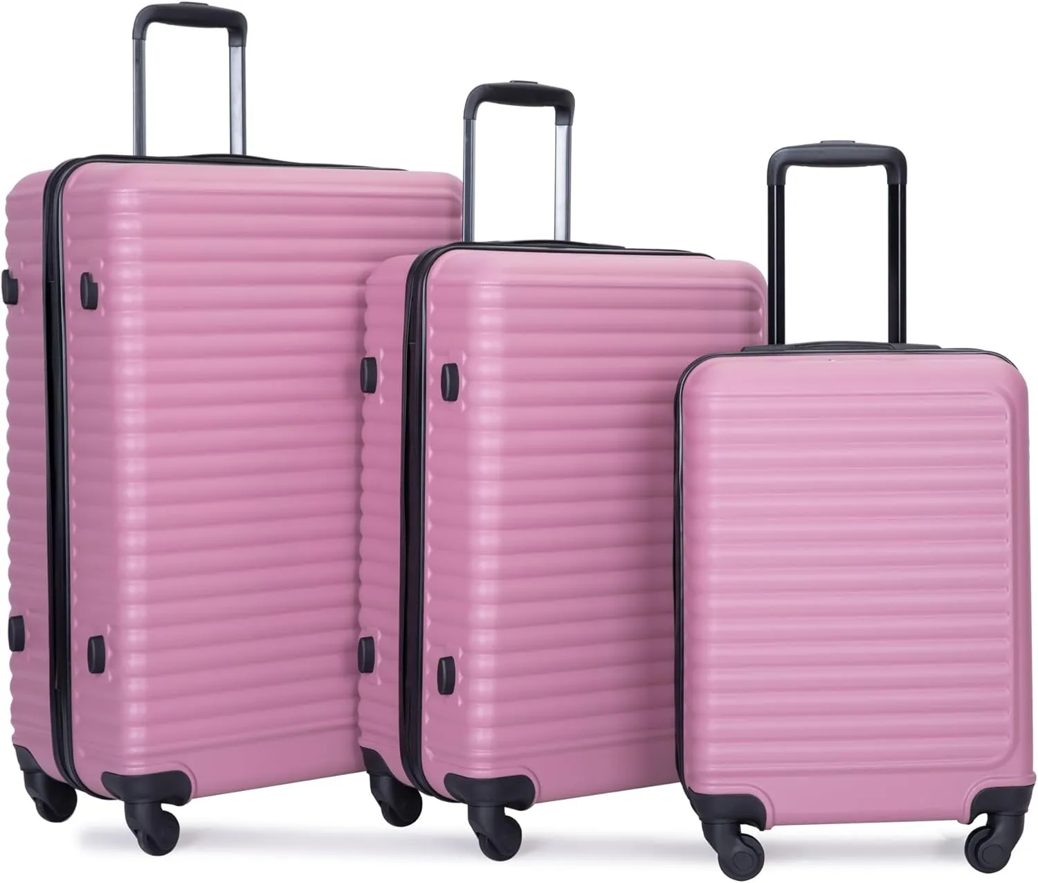 Luggage Sets 3 Piece Suitcase Set ABS Lightweight Carry On Luggage with Spinner Wheels, Hardside Suitcases Durable Luggage Hardside with Two Hooks & TSA Lock (20/24/28) Pink