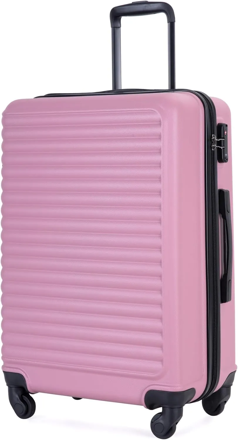 Luggage Sets 3 Piece Suitcase Set ABS Lightweight Carry On Luggage with Spinner Wheels, Hardside Suitcases Durable Luggage Hardside with Two Hooks & TSA Lock (20/24/28) Pink