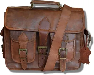 Madosh, Men's Leather Briefcase Crossbody Camera Case Messenger Bag Vintage Shoulder Satchel Travel Handbag
