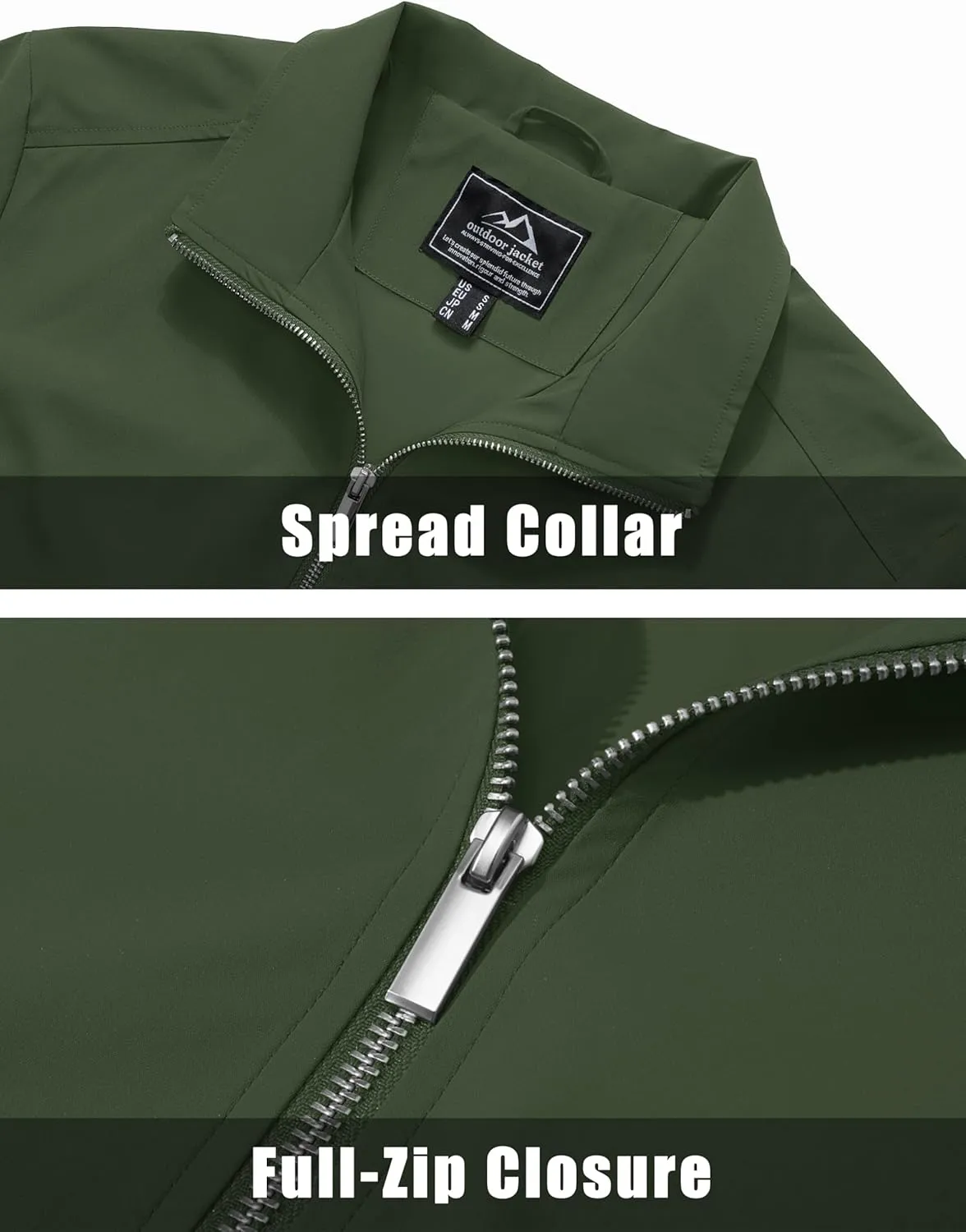 MAGCOMSEN Men's Lightweight Bomber Jacket Windproof Water Resistant Zip Up Coat Stand Up Collar Windbreaker with 3 Pockets