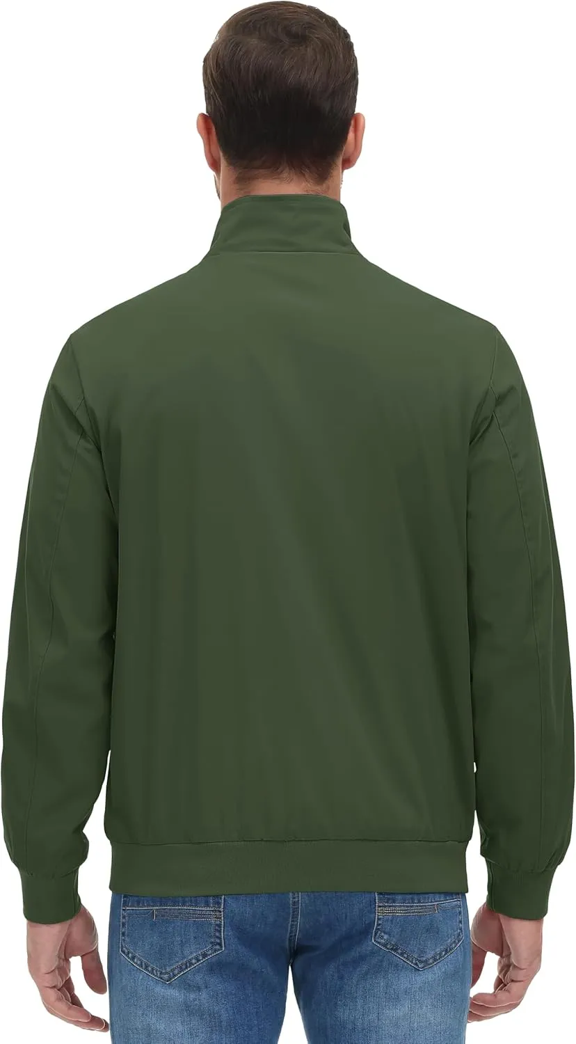 MAGCOMSEN Men's Lightweight Bomber Jacket Windproof Water Resistant Zip Up Coat Stand Up Collar Windbreaker with 3 Pockets
