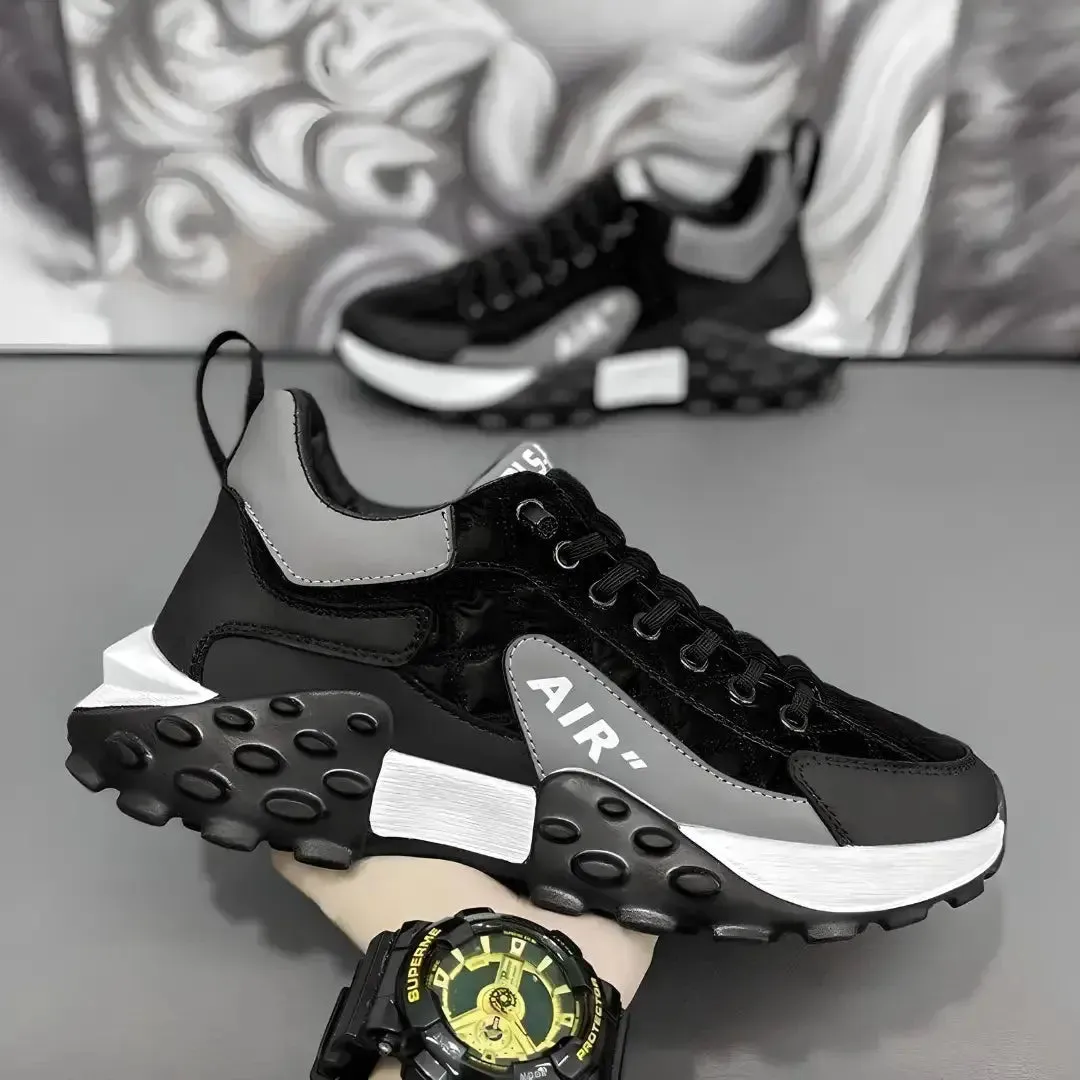Men's Casual Shoes Thick Base Sneakers for Men Black Color