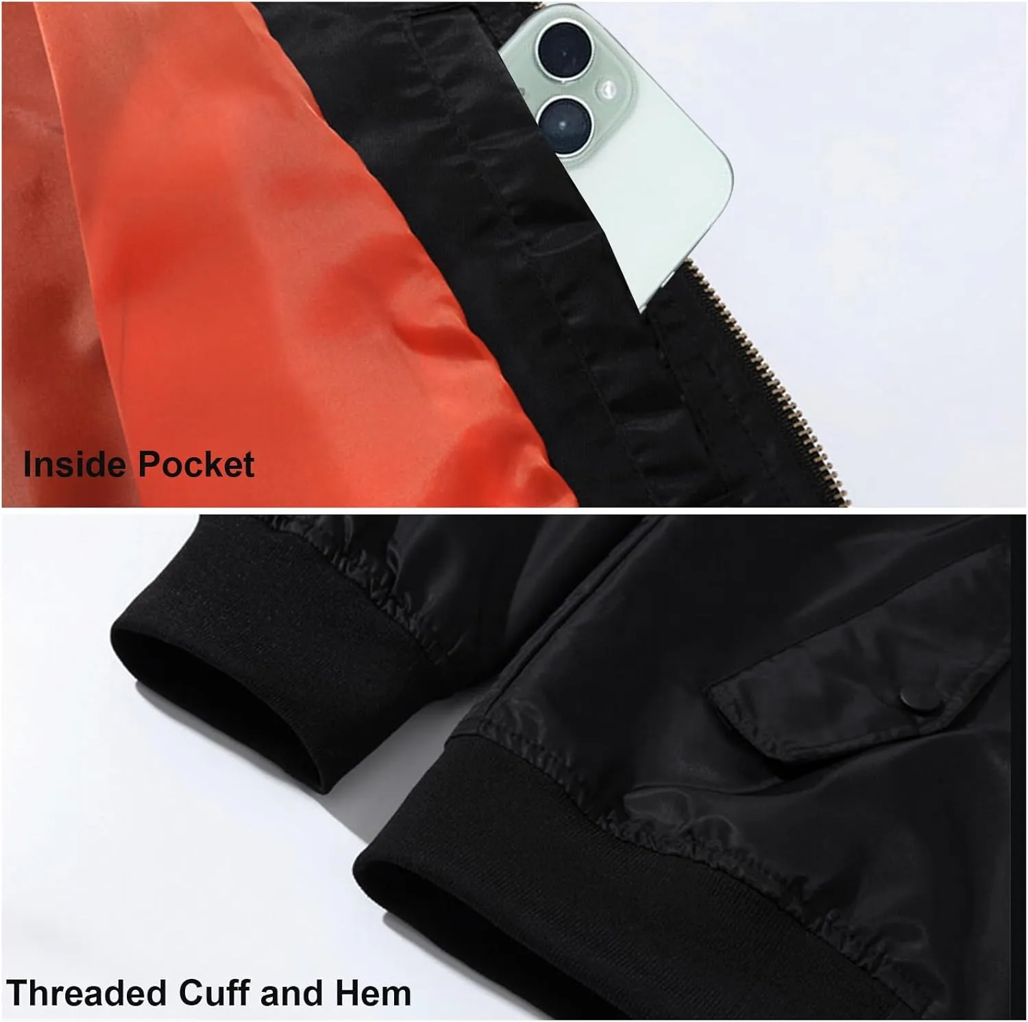 Men's Lightweight Bomber Jacket Casual Windproof Baseball Jacket Windbreaker