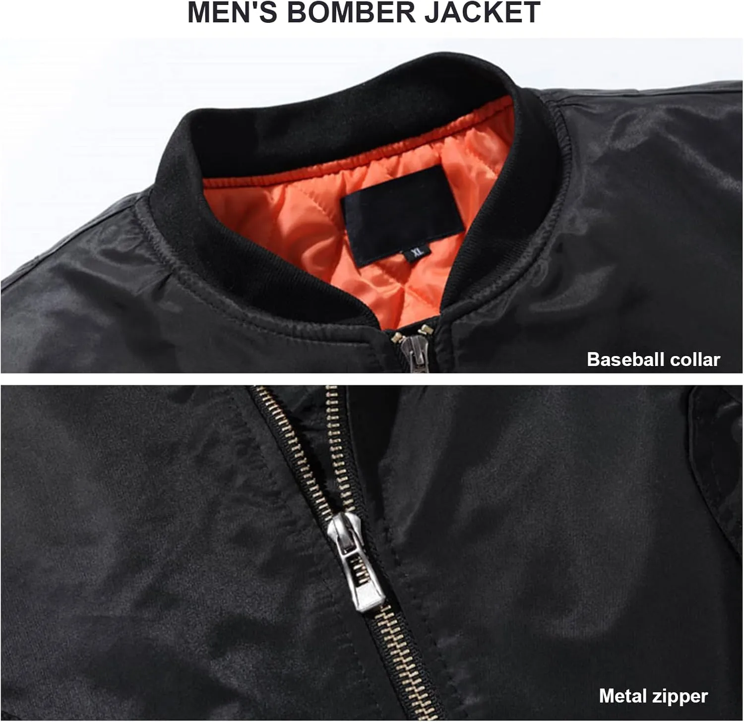 Men's Lightweight Bomber Jacket Casual Windproof Baseball Jacket Windbreaker
